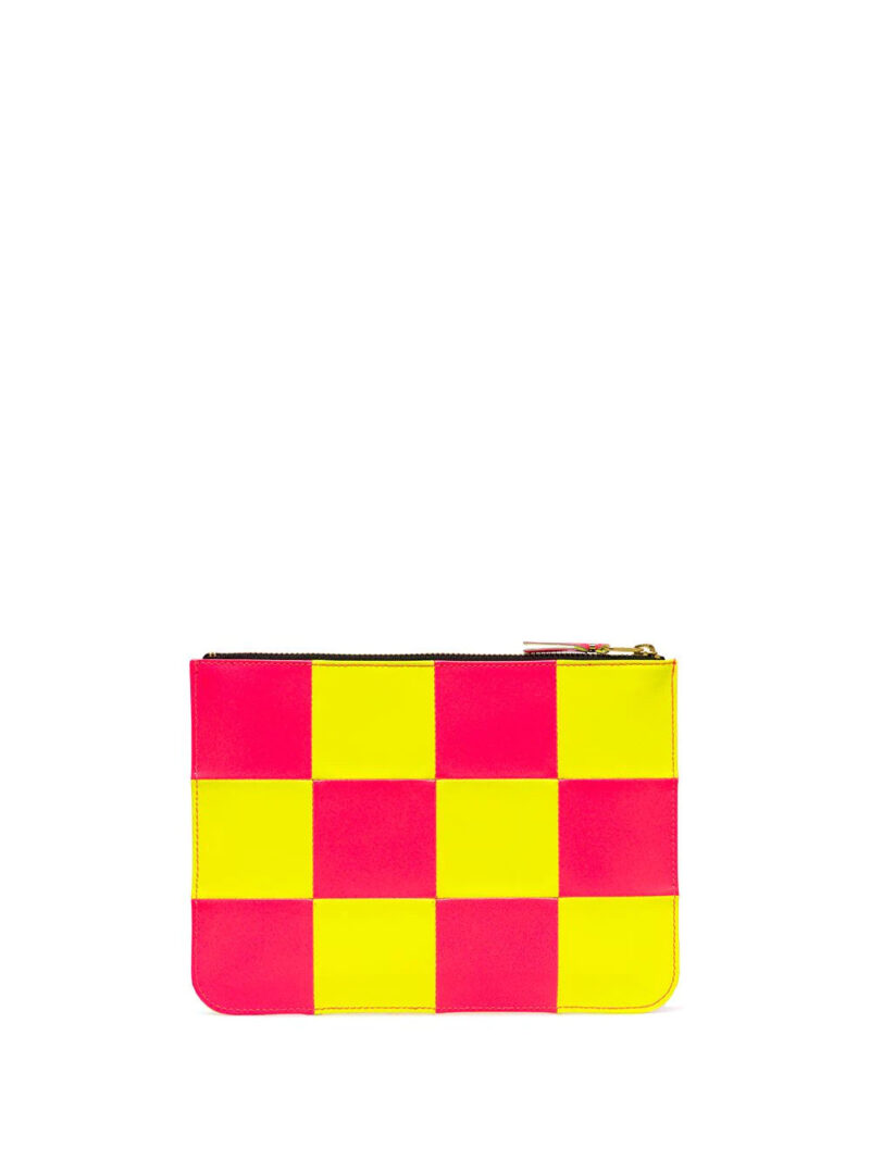 Comme Des Garçons Wallet Fluo Square zipped square pouch