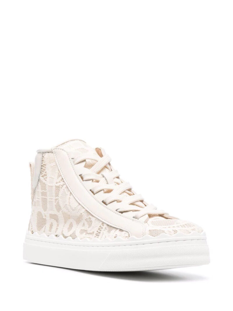 Chloé logo lace panels hi-top sneakers