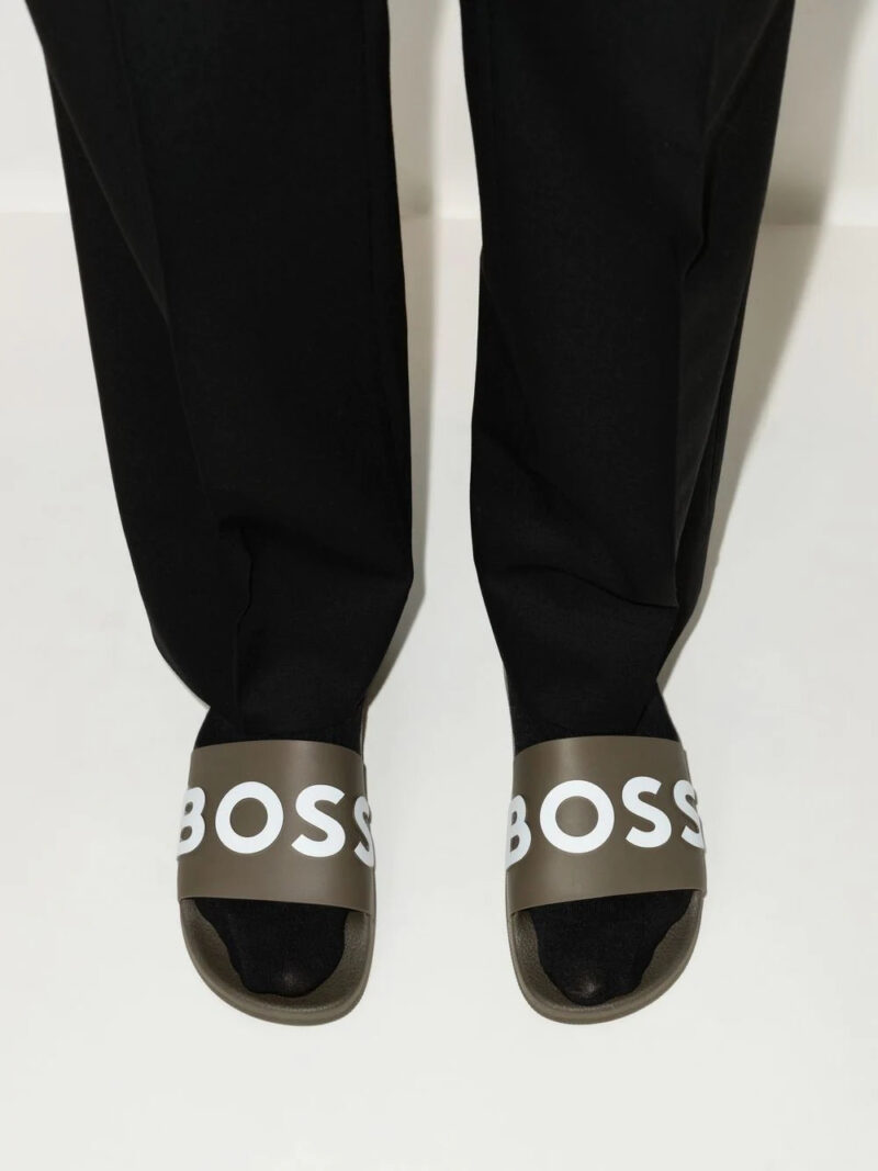 BOSS  logo-print pool slides