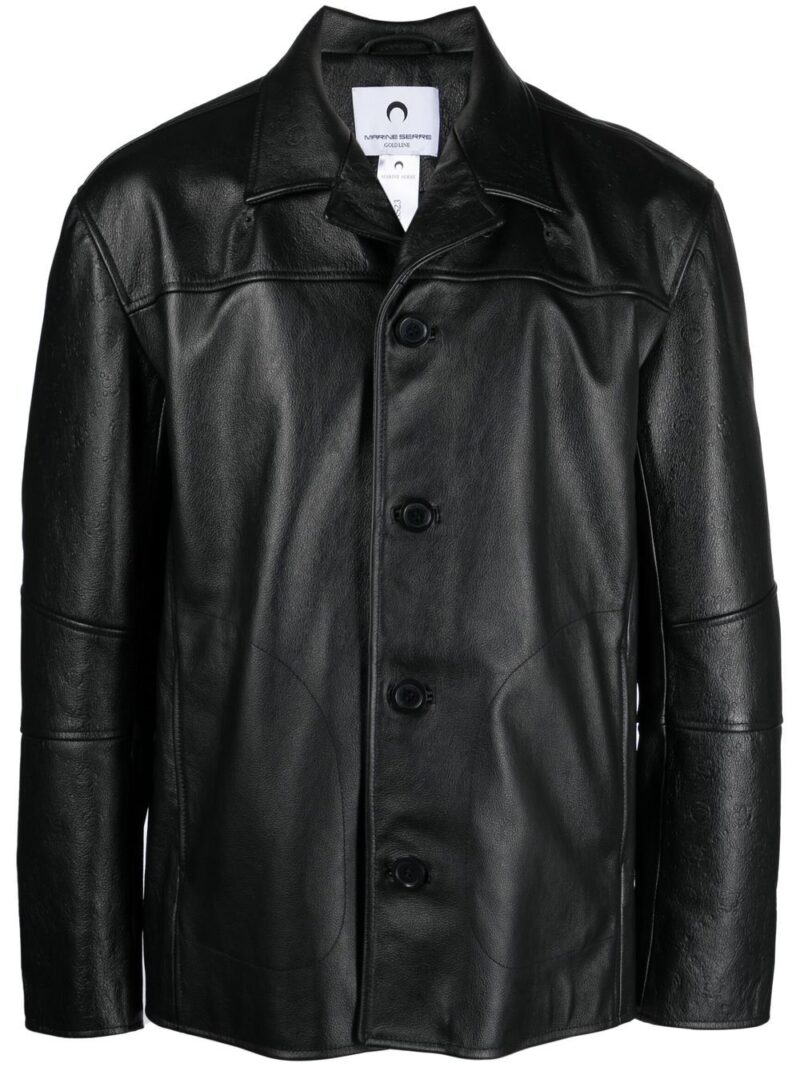 Marine Serre  logo-debossed leather jacket