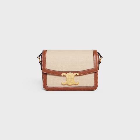 CELINE TEEN TRIOMPHE BAG IN TEXTILE AND CALFSKIN
