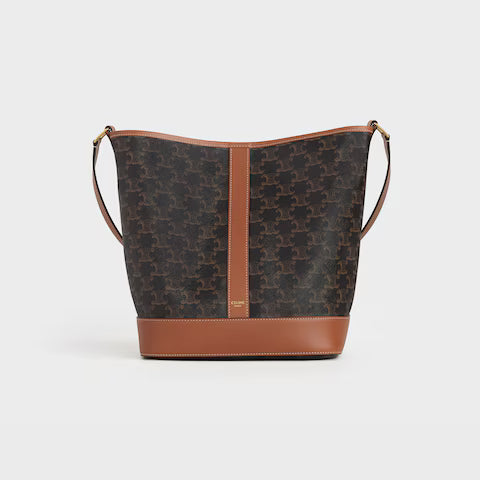 CELINE Medium Bucket IN Triomphe Canvas and calfskin