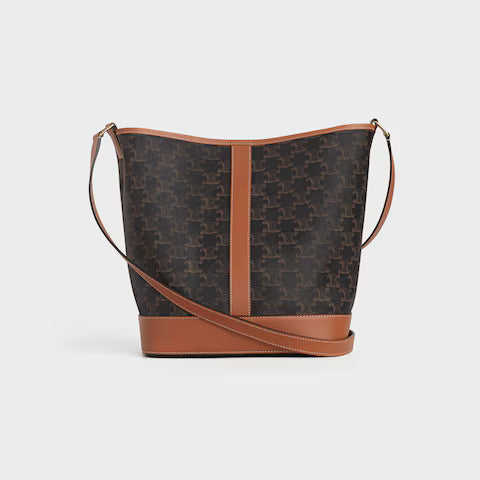 CELINE Medium Bucket IN Triomphe Canvas and calfskin