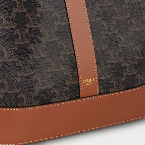 CELINE Medium Bucket IN Triomphe Canvas and calfskin