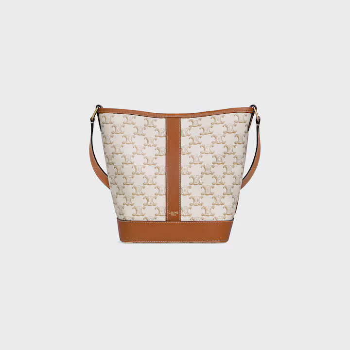 CELINE Small Bucket IN Triomphe Canvas and calfskin