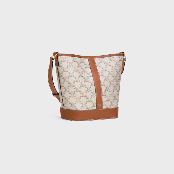 CELINE Small Bucket IN Triomphe Canvas and calfskin