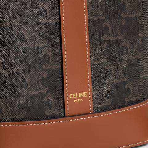 CELINE Small Bucket in TRIOMPHE CANVAS AND SHEARLING