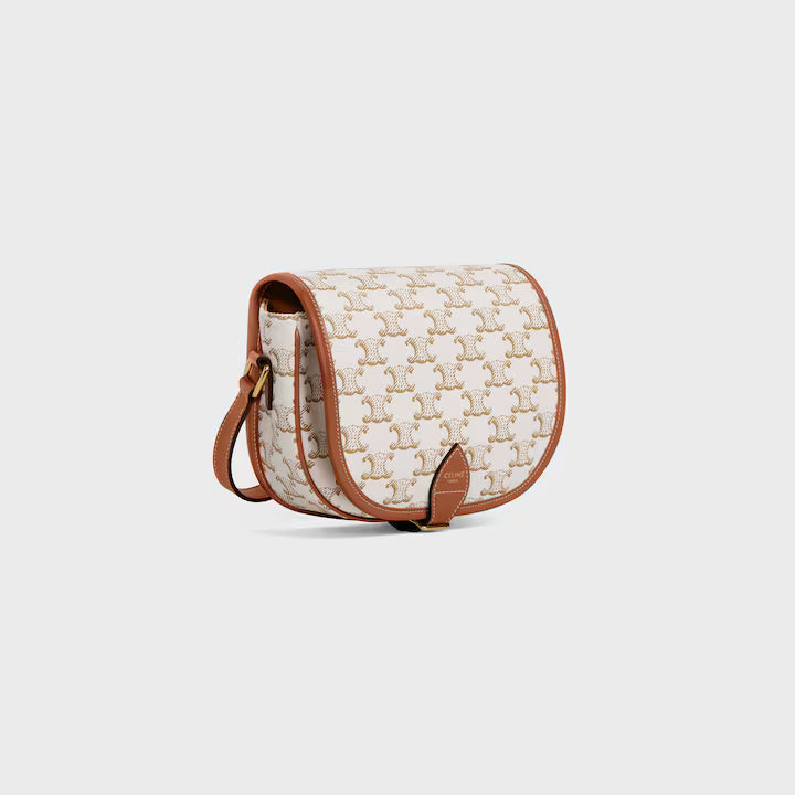 CELINE   Medium Folco bag in Triomphe Canvas and calfskin