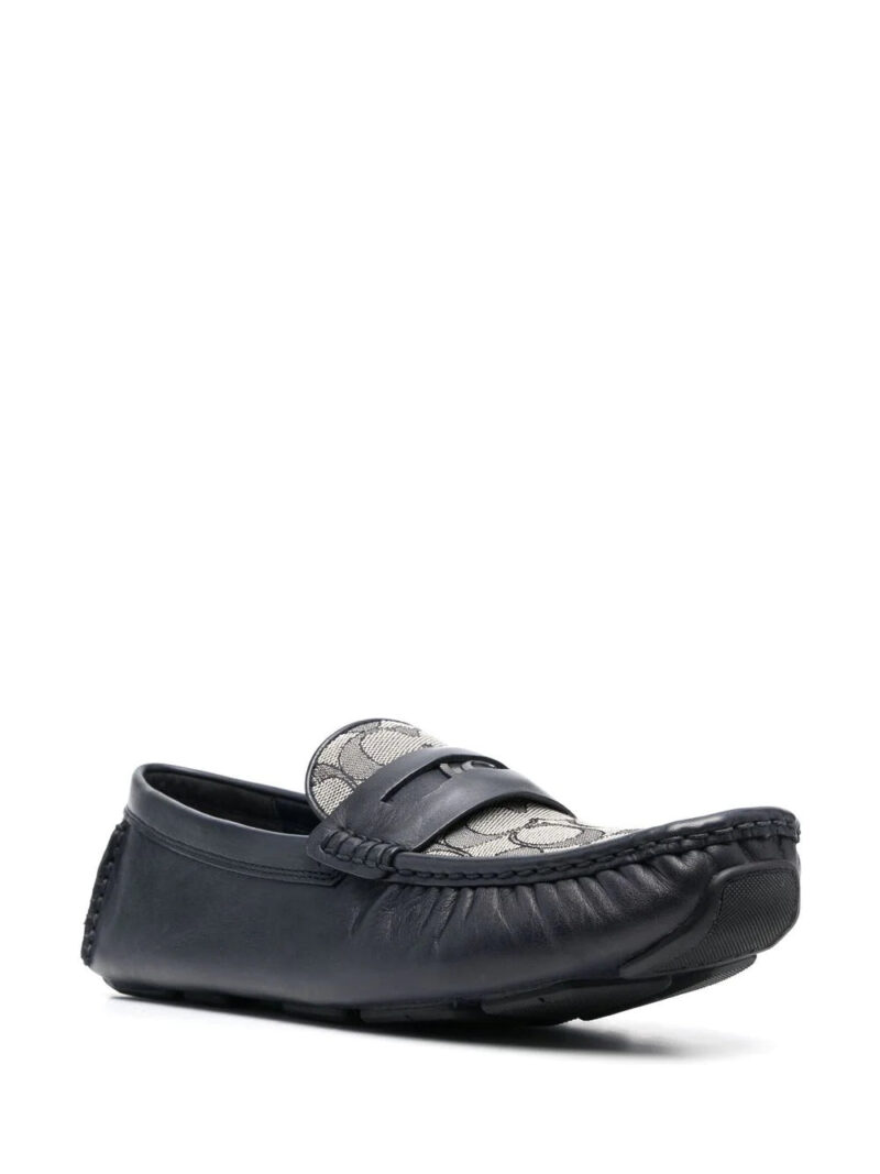 Coach monogram-embroidered leather loafers