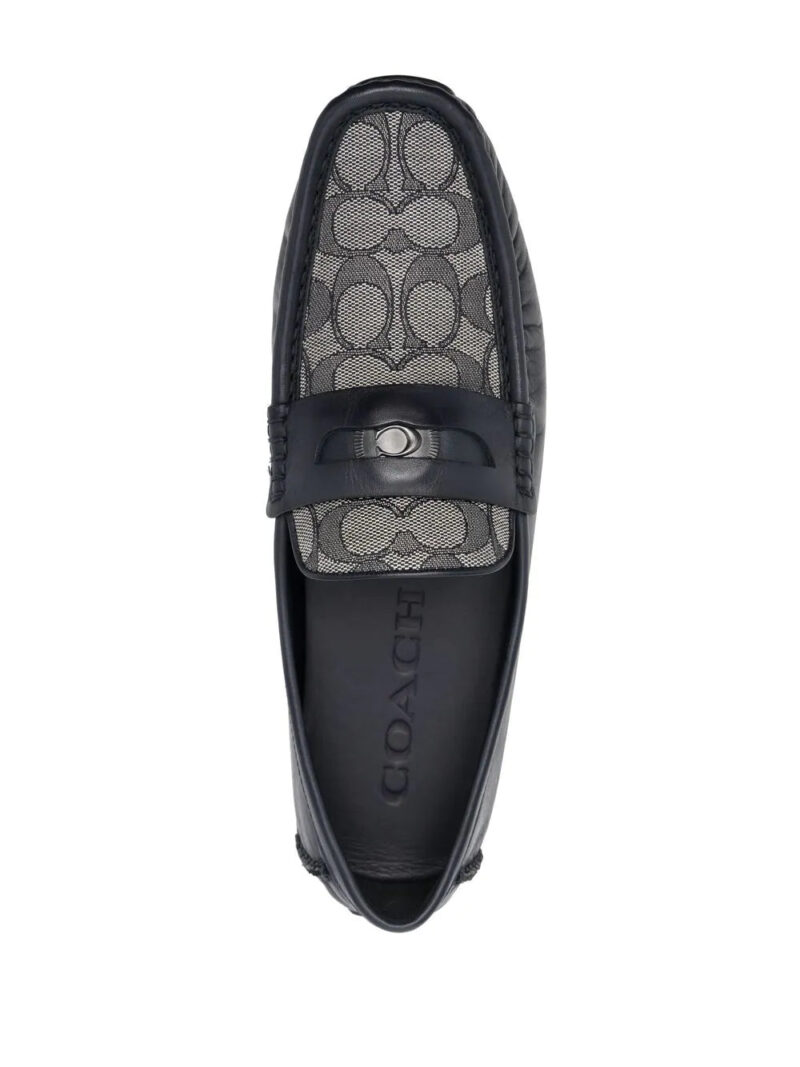 Coach monogram-embroidered leather loafers