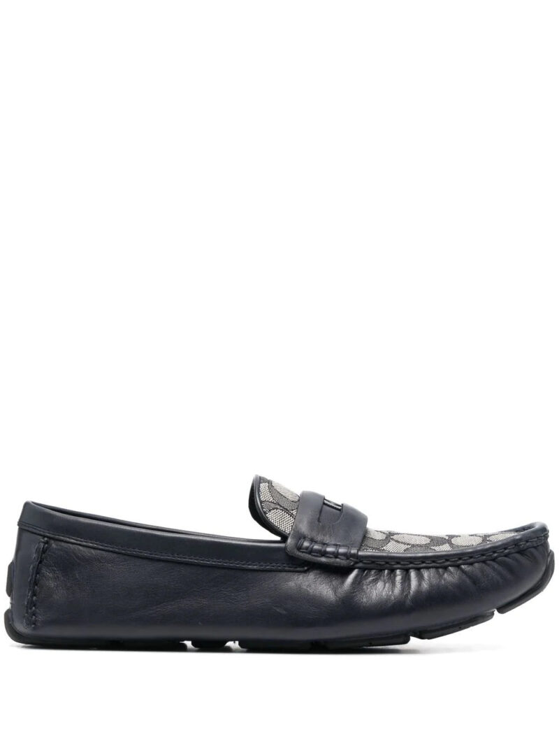 Coach  monogram-embroidered leather loafers