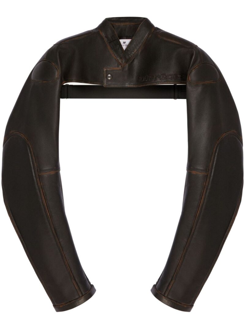 Courrèges  logo-debossed cropped leather jacket