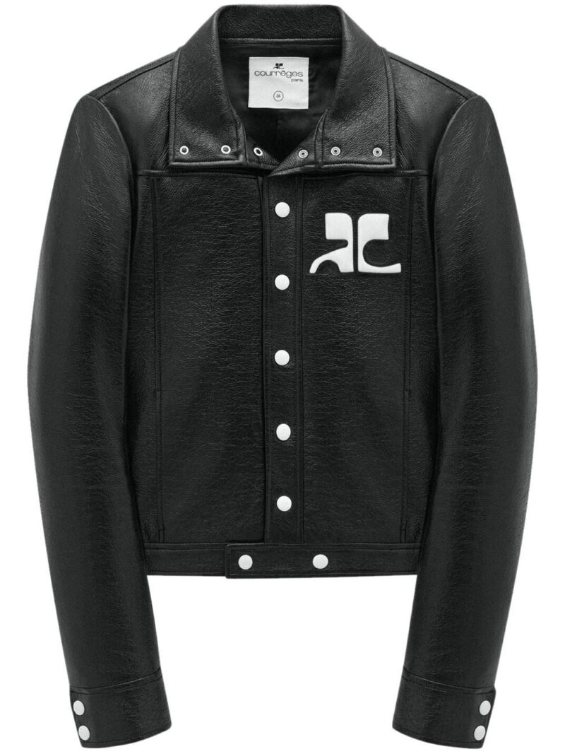 Courrèges logo-patch faux-leather jacket
