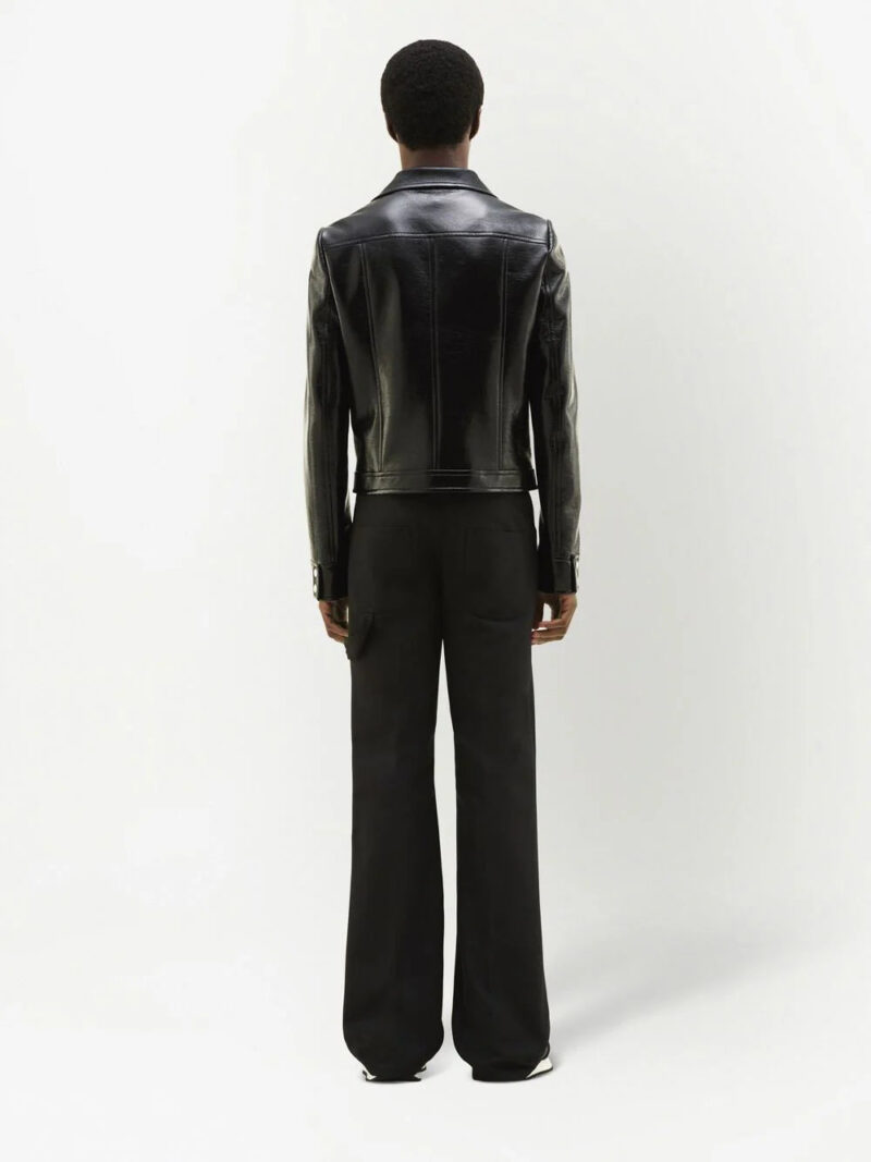 Courrèges logo-patch faux-leather jacket