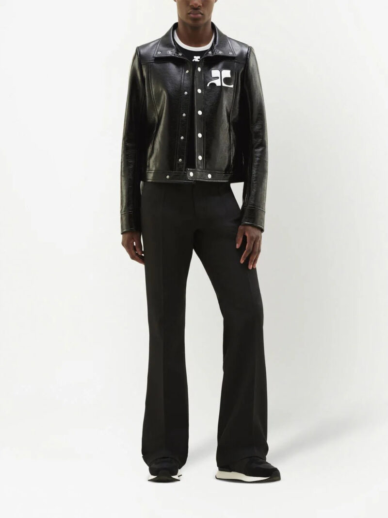 Courrèges logo-patch faux-leather jacket