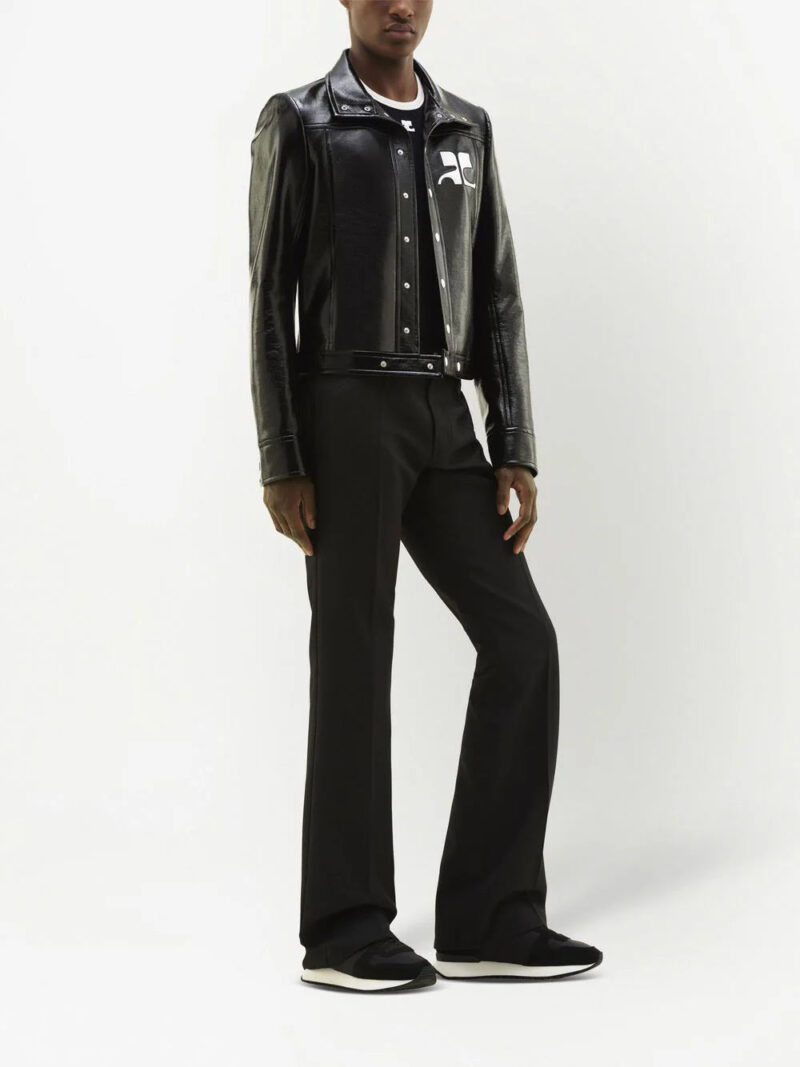 Courrèges logo-patch faux-leather jacket
