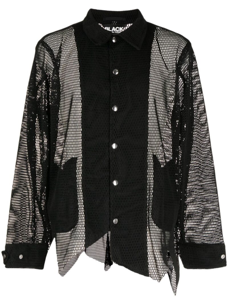 Black Comme Des Garçons  asymmetric open-knit shirt jacket