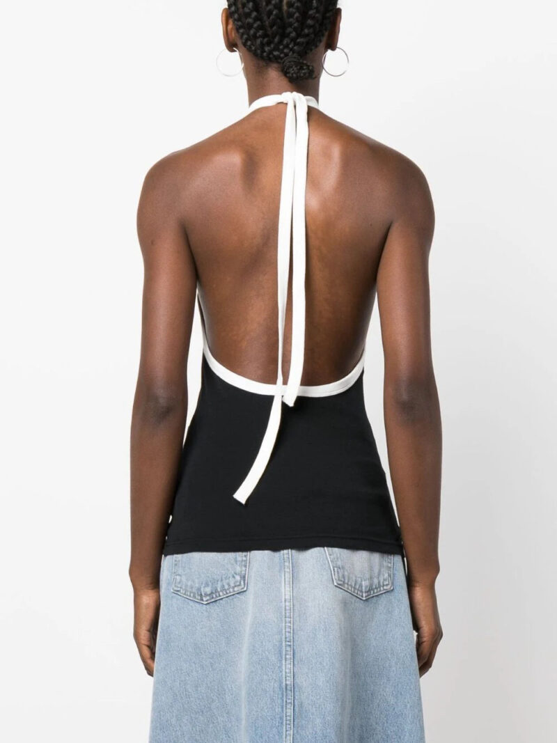 Courrèges embroidered-logo halterneck top