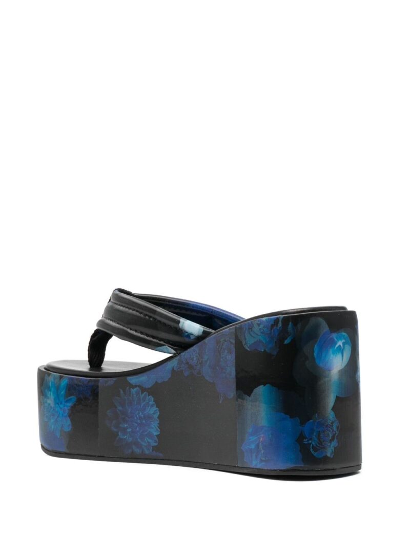 Coperni  floral-print holographic wedge sandals