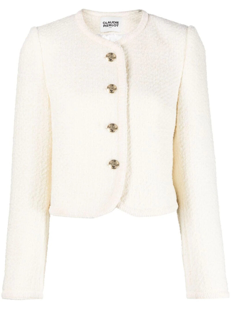 Claudie Pierlot  collarless cropped tweed jacket