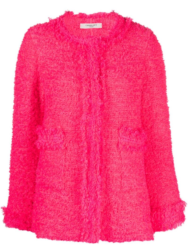 Charlott  round-neck frayed tweed jacket