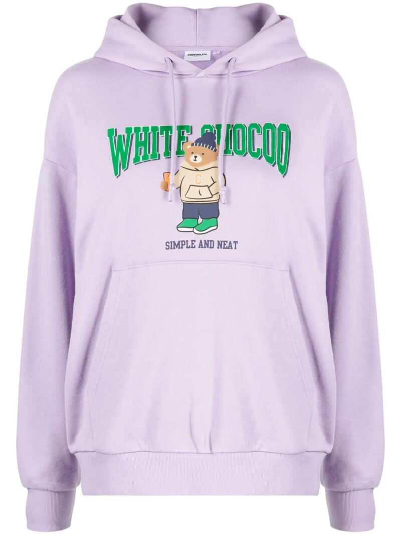 CHOCOOLATE  bear-print cotton hoodie