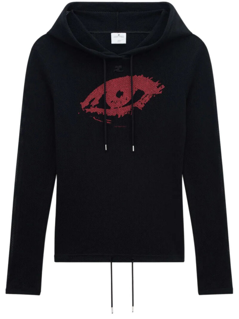 Courrèges  graphic-print mesh hoodie
