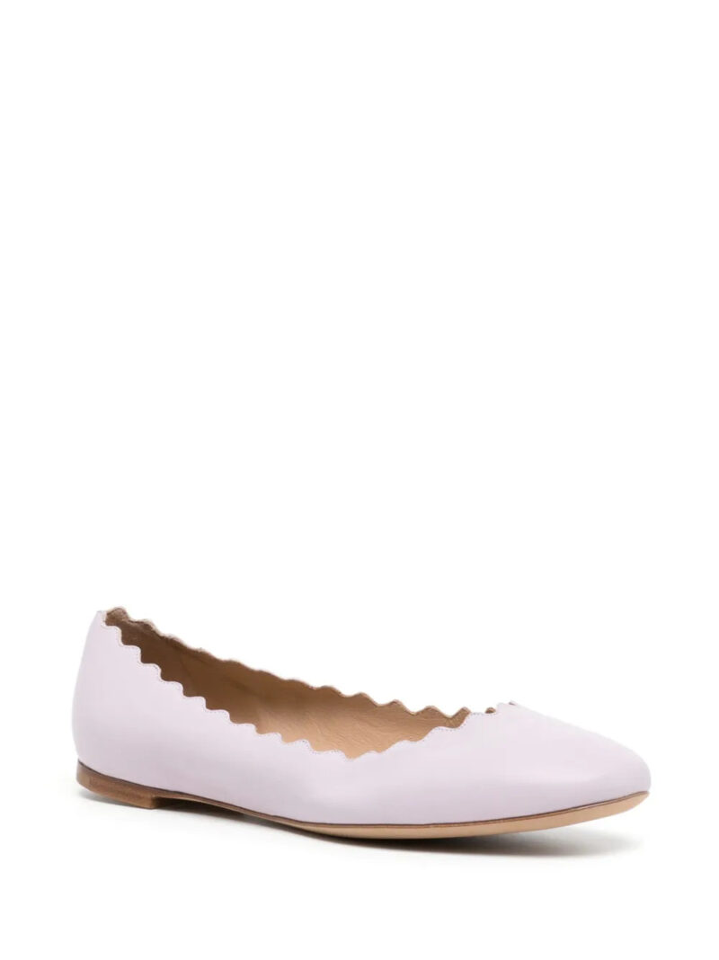 Chloé  Lauren scallop-edge leather ballerina shoes