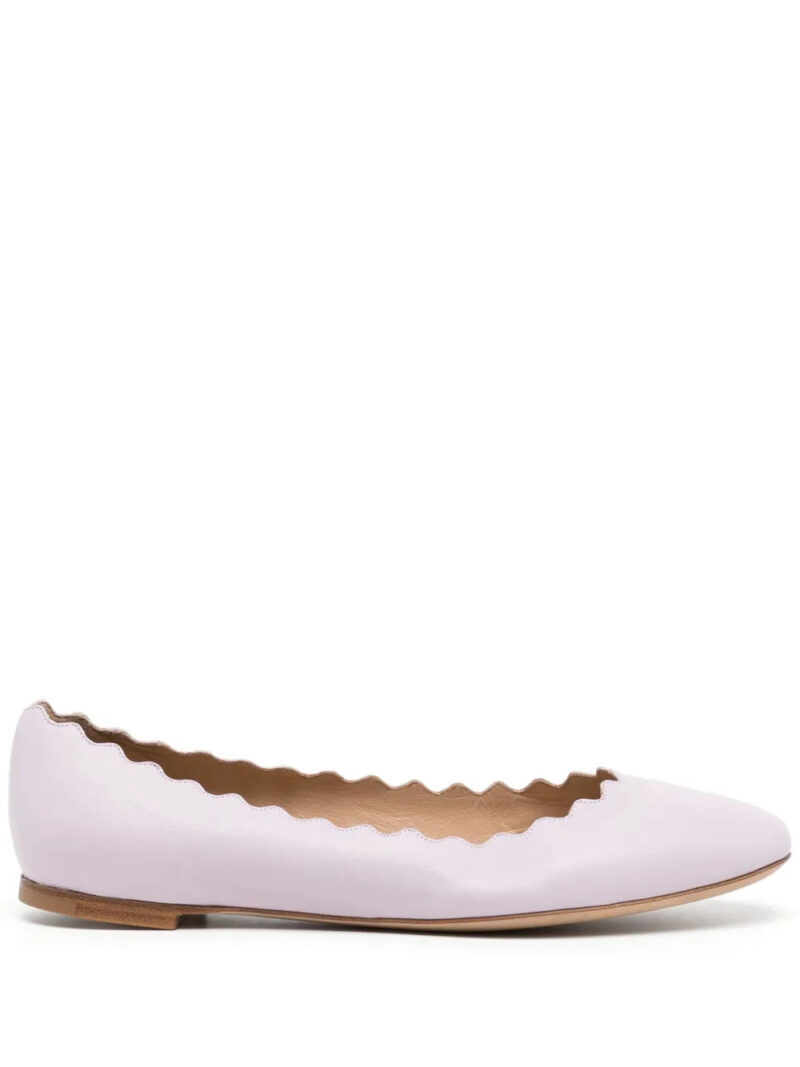 Chloé  Lauren scallop-edge leather ballerina shoes