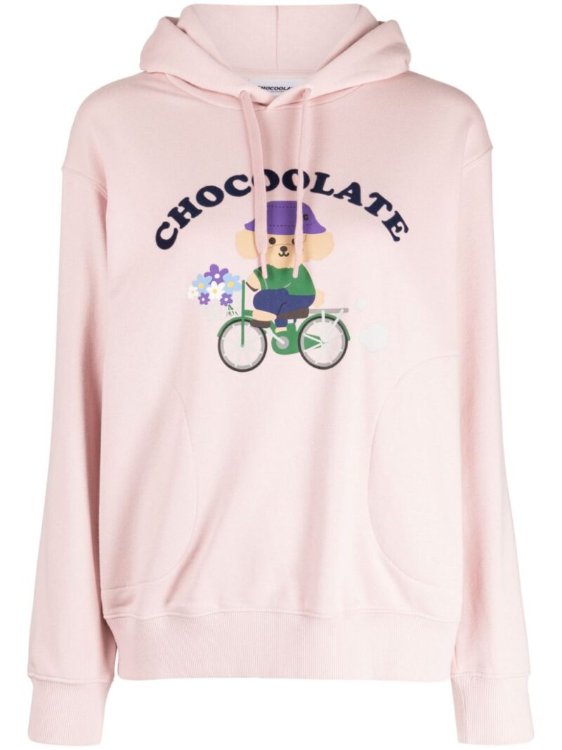 CHOCOOLATE  logo-print long-sleeve hoodie