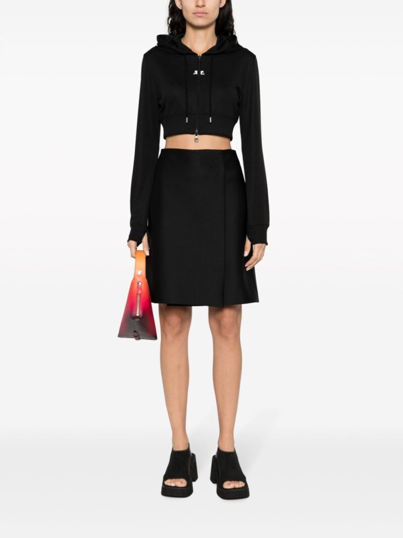 Courrèges logo-patch cropped zipped hoodie