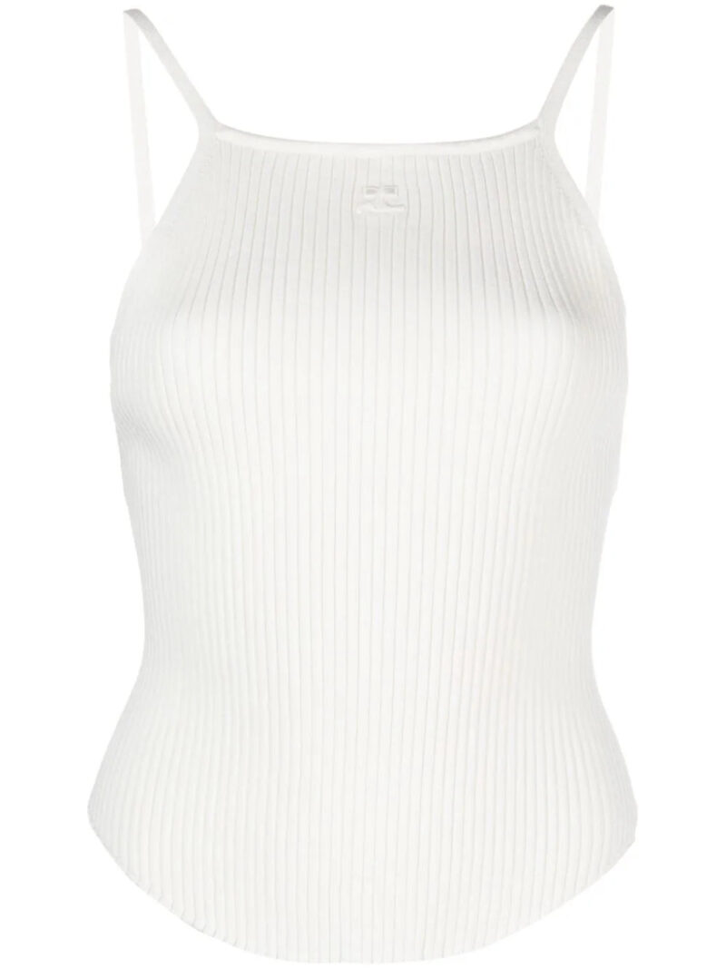 Courrèges  logo-embroidered ribbed tank top