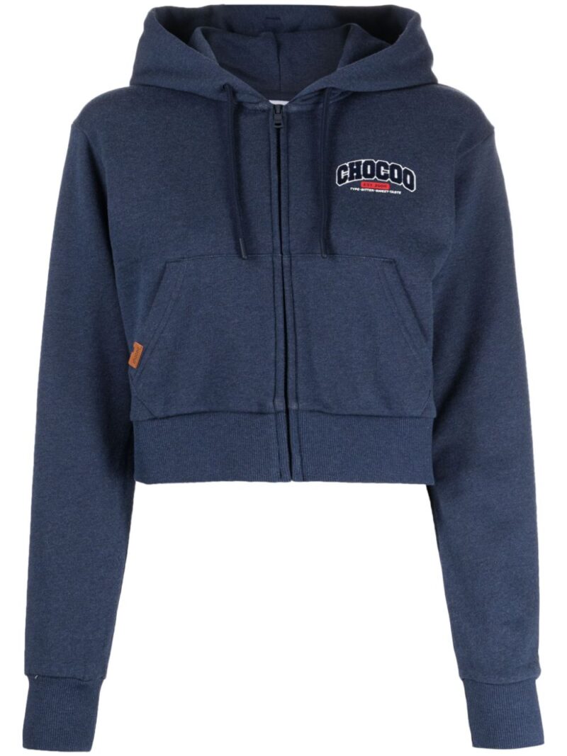 CHOCOOLATE  cropped zip-front hoodie