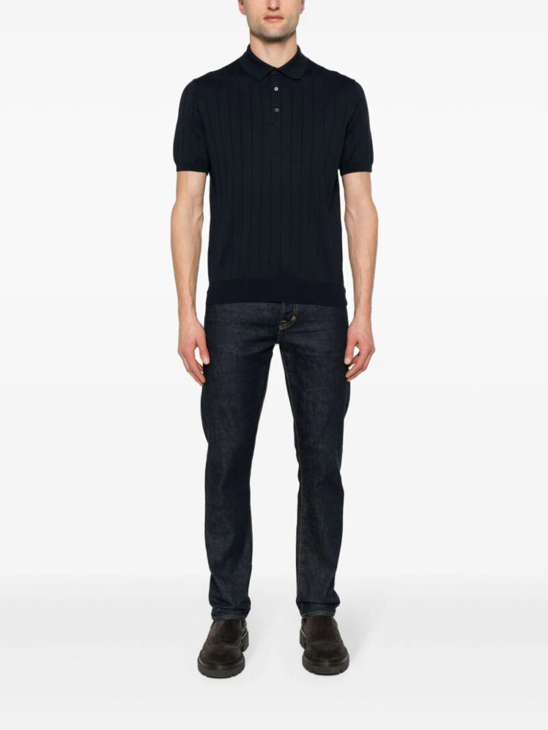 Corneliani wide-ribbed polo shirt