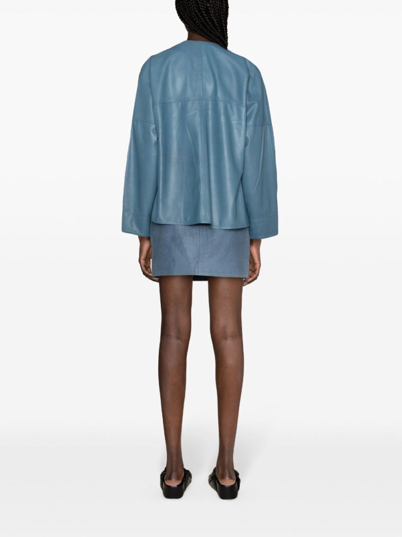 Co  draped leather jacket