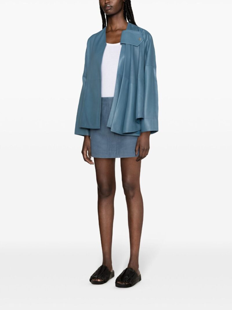 Co  draped leather jacket