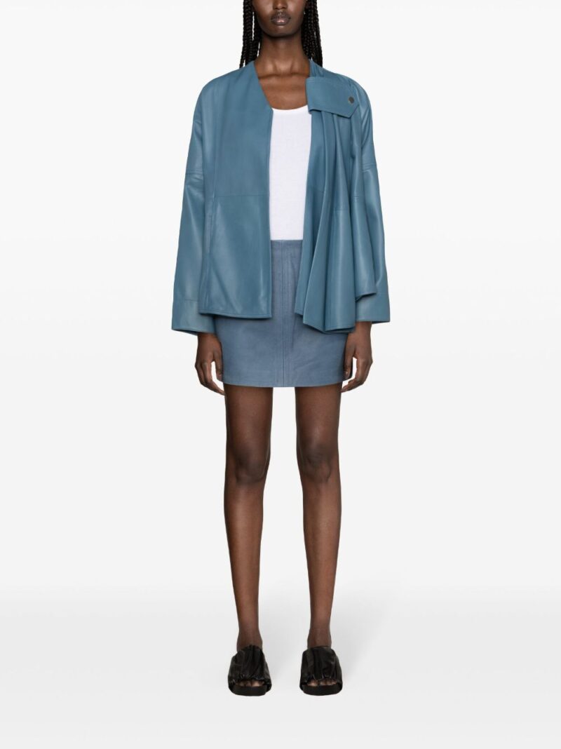 Co  draped leather jacket