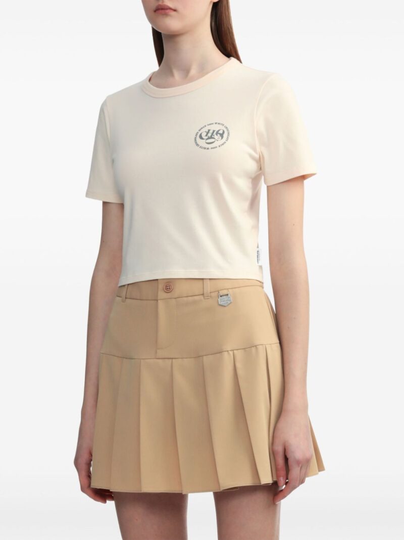 CHOCOOLATE  logo-print cropped T-shirt
