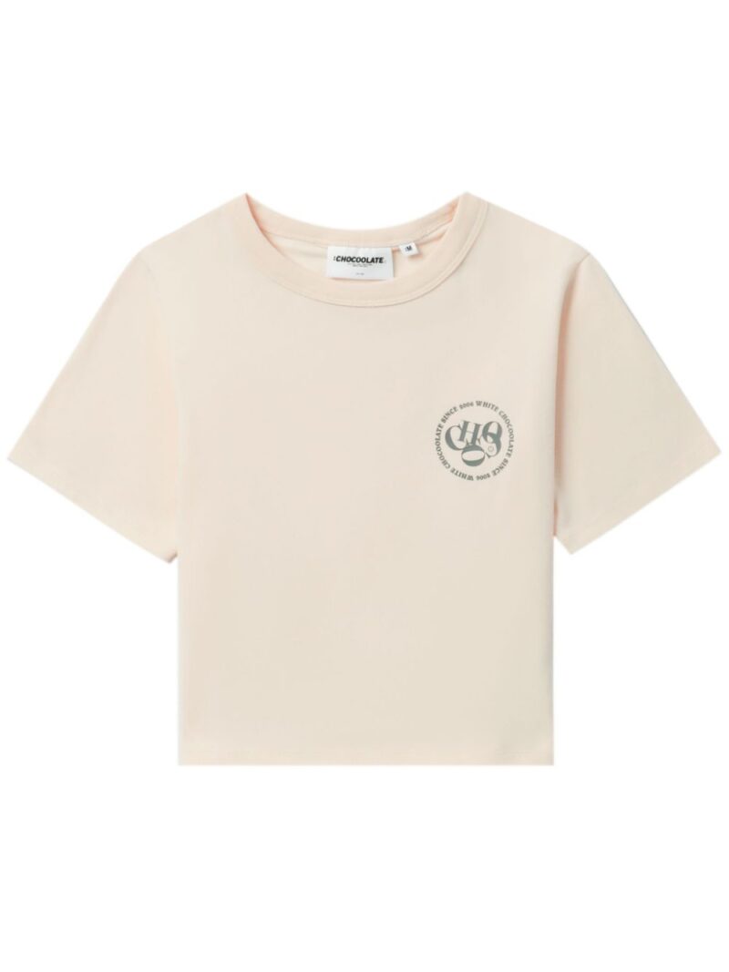 CHOCOOLATE  logo-print cropped T-shirt