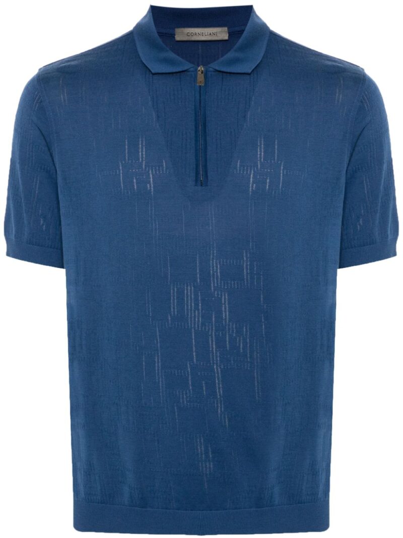 Corneliani  patterned-jacquard polo shirt