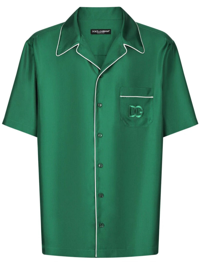 Dolce & Gabbana  embroidered-logo silk-twill shirt
