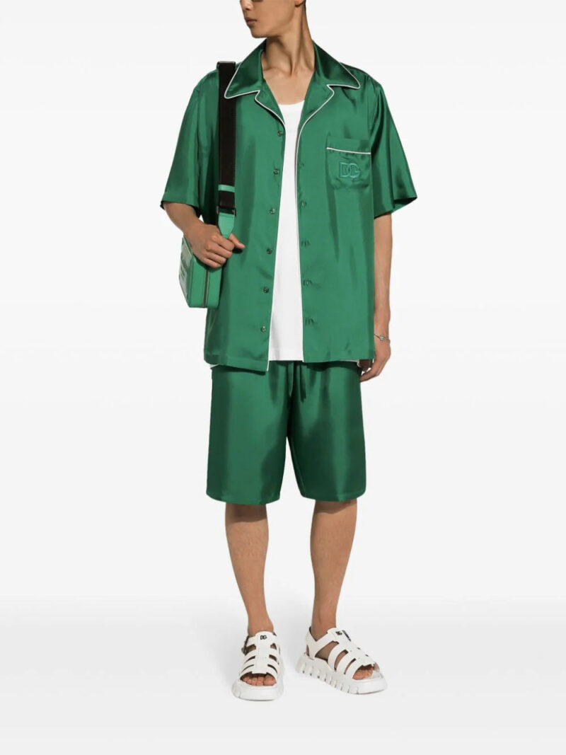 Dolce & Gabbana  embroidered-logo silk-twill shirt
