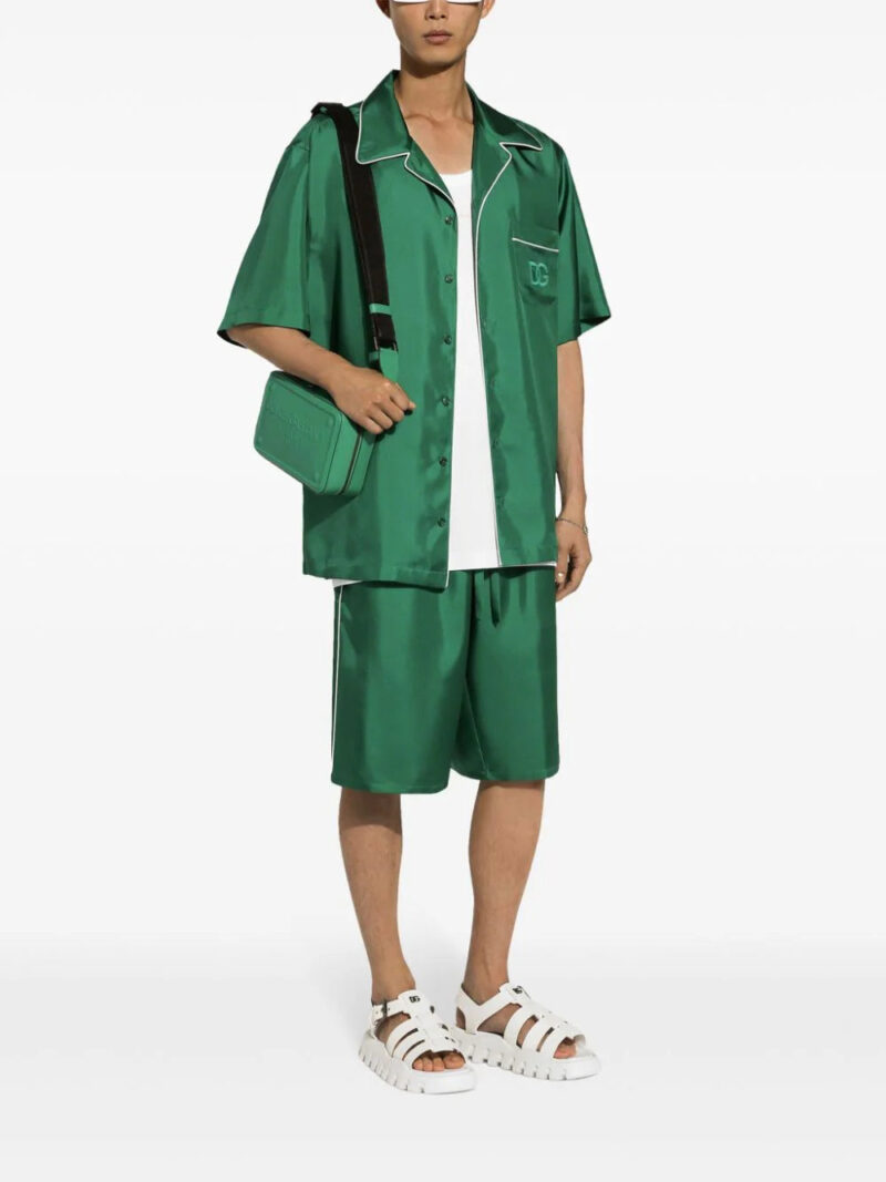 Dolce & Gabbana  embroidered-logo silk-twill shirt