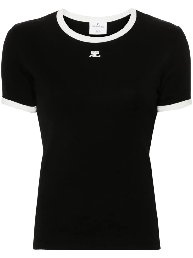 Courrèges  logo-patch contrasting-trim T-shirt