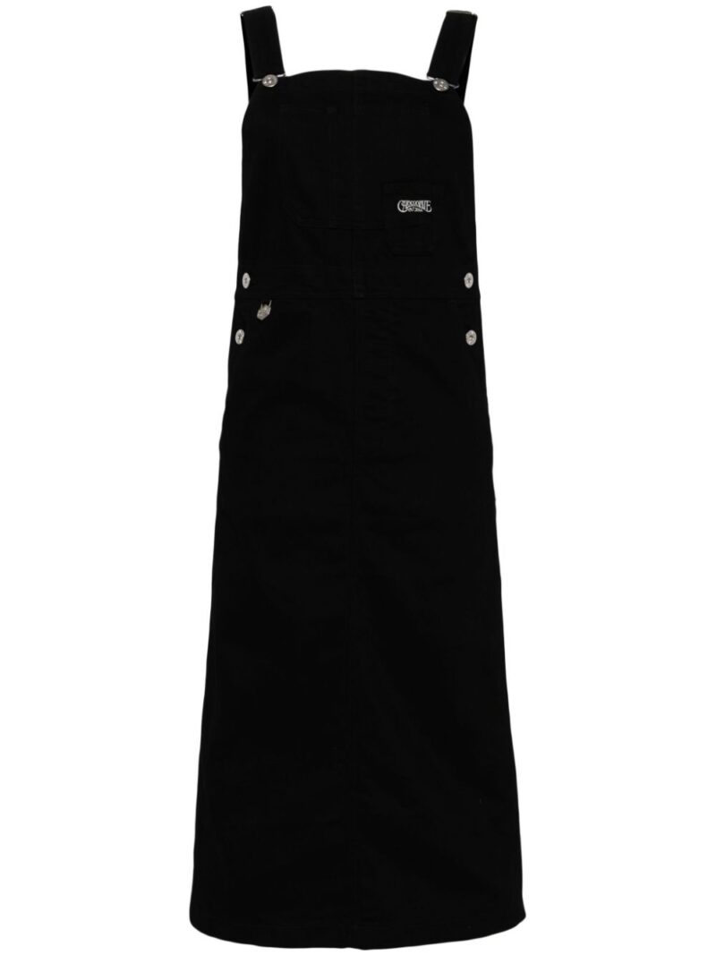 CHOCOOLATE  logo-embroidered cotton dungaree dress