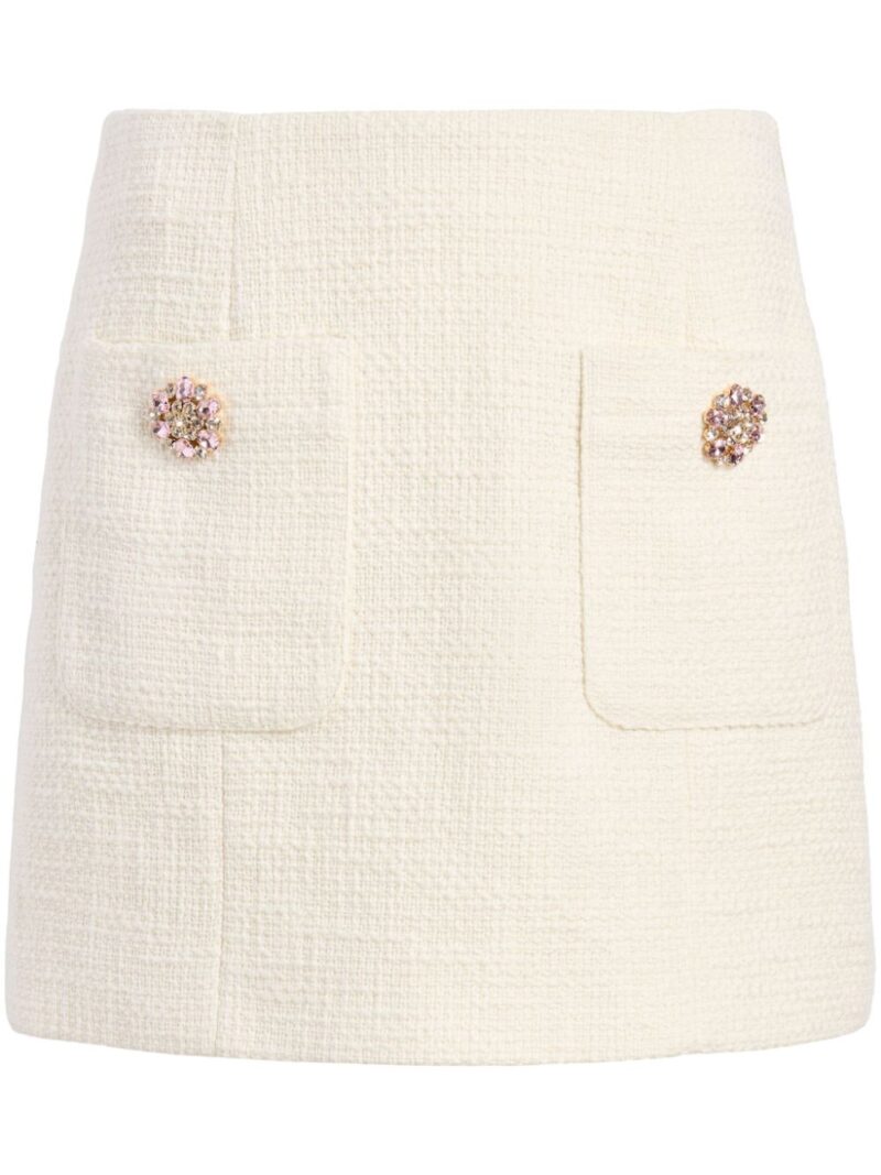 Cinq A Sept  Randi crystal-button tweed miniskirt