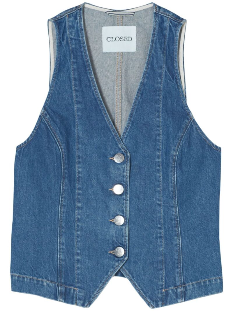Closed  denim button-up vest