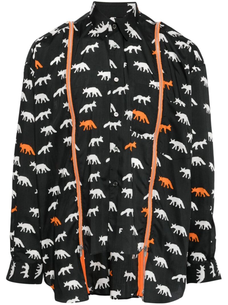 Black Comme Des Garçons  all-over wolf printed shirt