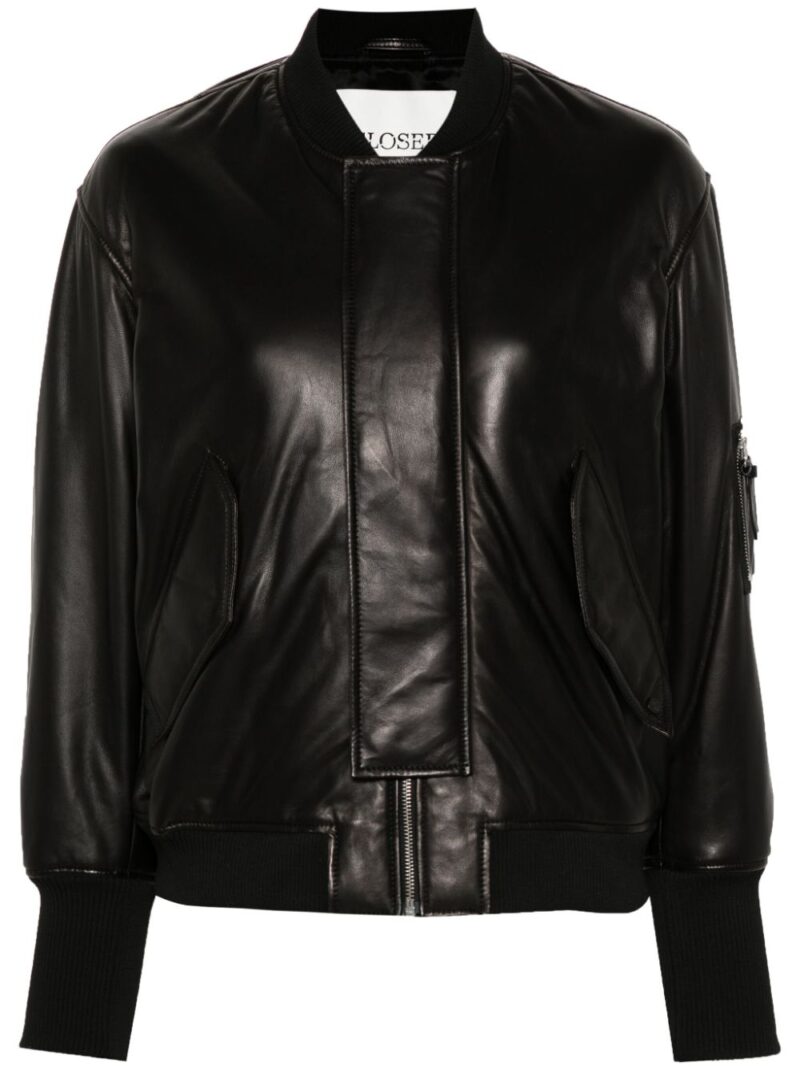 Closed  padded leather bomber jacket