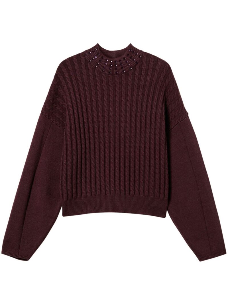 TWINSET  rhinestone-embellished cable-knit sweate